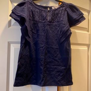Banana Republic Navy short sleeved lacy shirt